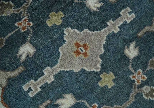 Traditional Oriental Oushak Hand knotted Dark Blue and Beige 8x10 ft Bedroom, Living Room Rug ,wool Area Rug