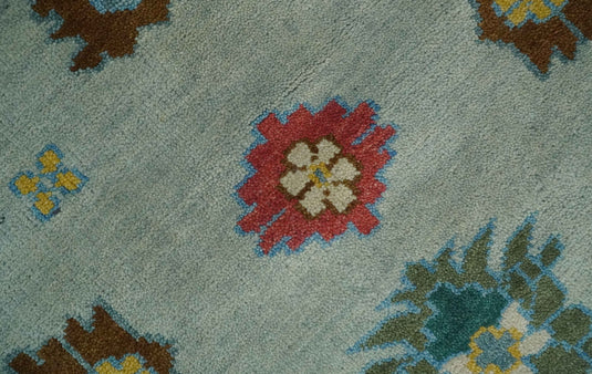 Traditional Floral Oushak Hand knotted Silver and Brown 8x10 ft Bedroom, Living Room Rug ,wool Area Rug