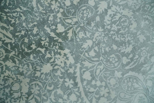 Traditional Floral Green And Ivory Handloom 5.6x8 ft Bedroom, Living Room Rug Wool And Viscose Area Rug