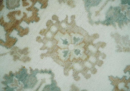 Ivory and Silver Hand knotted Traditional Oushak 8x10 wool Area Rug