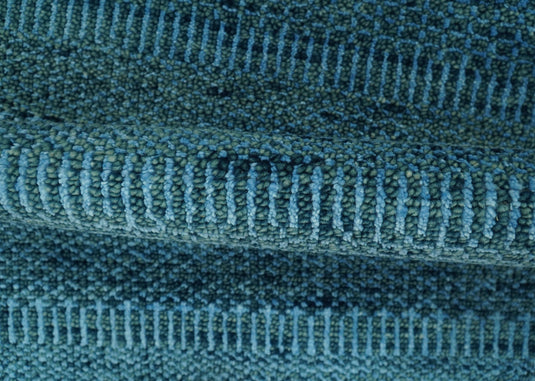 Modern Geometrical Striped Deep Teal And Blue Hand knotted Wool Rug 2x3 ft Ideal for Living, Bedroom And Dining Rooms