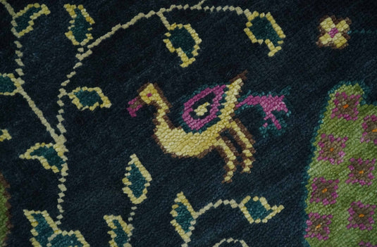 Versatile Green Antique Look Jungle Life Hand-Knotted 8x10 Wool Area Rug Ideal for Living Room, Dinning Room,Kids Room and Bedroom