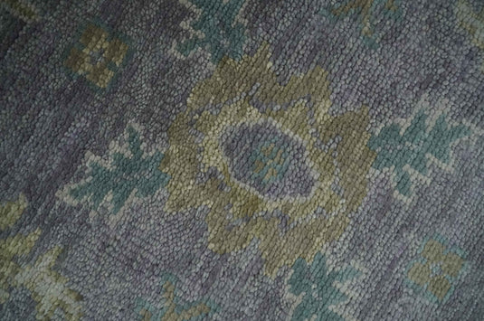 Antique look Hand knotted Charcoal and Olive Traditional Floral Oushak wool Rug