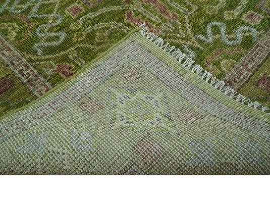 Traditional Floral Green, Brown And Gray Hand Knotted Wool Rug 8x10 ft Ideal for Living, Bedroom And Dining Rooms