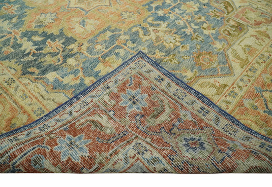 Traditional Vintage Hand Knotted Beige, Gray and Rust 8x10 ft Bedroom, Living Room Rug, Wool Area Rug