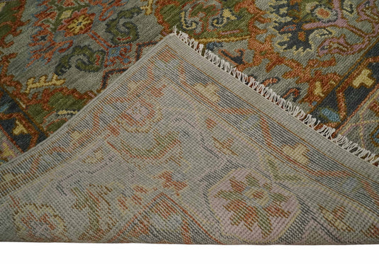Traditional Antique Moss  Hand knotted Oushak Silver, Rust and Pink Wool Area Rug,4x6, 5x8, 6x9, 8x10, 9x12,10x14 and 12x15 Living Room Rug | CP616S