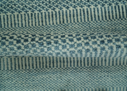 Modern Geometrical Striped Gray And Off White Hand knotted Wool Rug 2x3 ft Ideal for Living, Bedroom And Dining Rooms