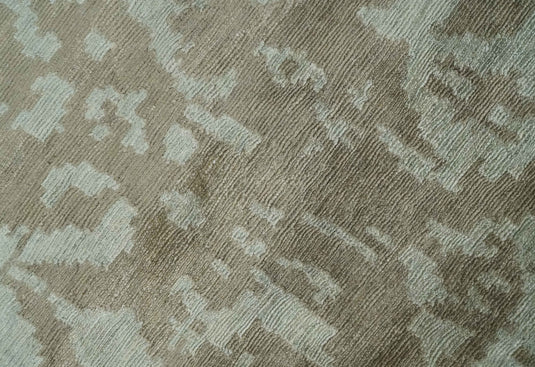 Modern Hand knotted Olive and Silver 6x9 ft Bedroom, Living Room Rug , Bamboo Silk Area Rug AAOC169