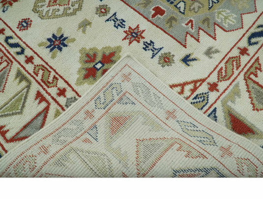 Custom Made Classic Oriental Design Gray, Olive, Blue And Rust Hand Knotted wool Area Rug