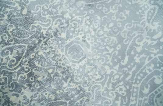 Abstract Floral Silver, Gray And Ivory Handloom 5x8 ft Bedroom, Living Room Rug Wool And Viscose Area Rug