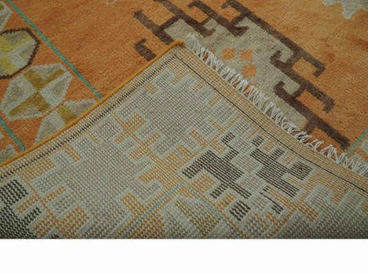 Southwestern Light Orange And Beige Hand knotted Wool Rug 8x10 ft Ideal for Living, Bedroom And Dining Rooms
