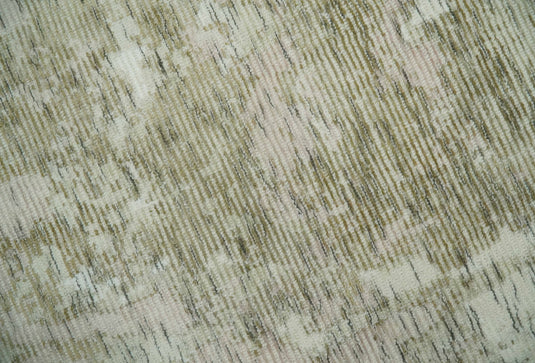 Modern Abstract Olive Green, Ivory And Charcoal Handloom 5x8 ft Bedroom, Living Room Rug Wool And Viscose Area Rug