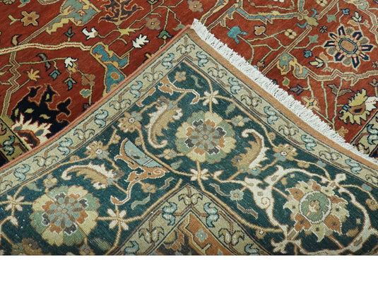 Hand Knotted Herati Rust, Green, Yellow, Blue And Black Wool Rug 8x10 ft Ideal for Living, Bedroom And Dining Rooms | CP2434810