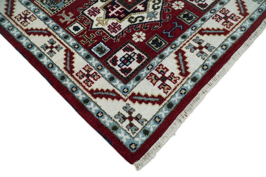 Available in USA Hand-Knotted Rust and Ivory Tribal Armenian Bedroom, Living Room Rug, kids Room Wool Area Rug -KZA10- (FC)