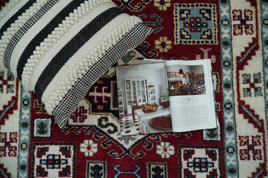 Available in USA Hand-Knotted Rust and Ivory Tribal Armenian Bedroom, Living Room Rug, kids Room Wool Area Rug -KZA10- (FC)