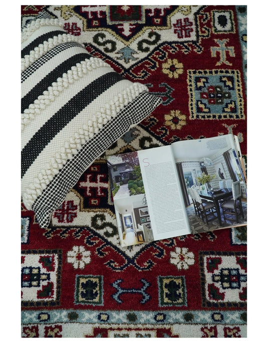 Available in USA Hand-Knotted Rust and Ivory Tribal Armenian Bedroom, Living Room Rug, kids Room Wool Area Rug -KZA10- (FC)