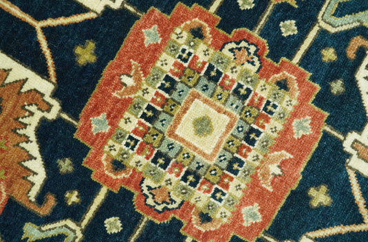 Hand Knotted Black, Rust And Cream Traditional Herati Wool Rug 9X12 ft Ideal for Living, Bedroom And Dining Rooms | CP2446912