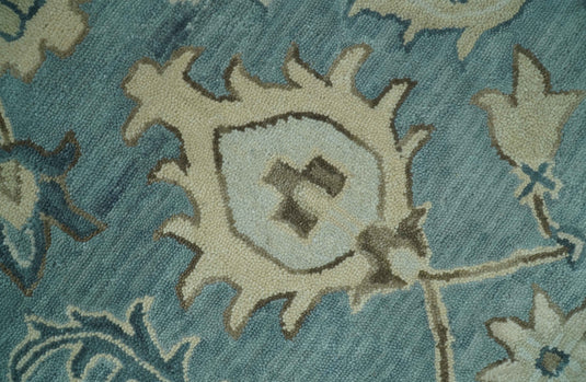 Silver, Gray And Ivory Traditional Floral Motifs Hand Tufted 8x10 ft Bedroom, Living Room Rug Wool Area Rug