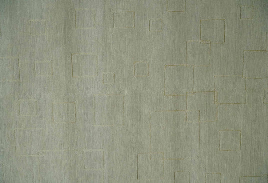 Modern Geometrical pattern Hand Knotted Olive and Gold 5x8 ft Bedroom, Living Room Rug Wool and Art Silk Area Rug