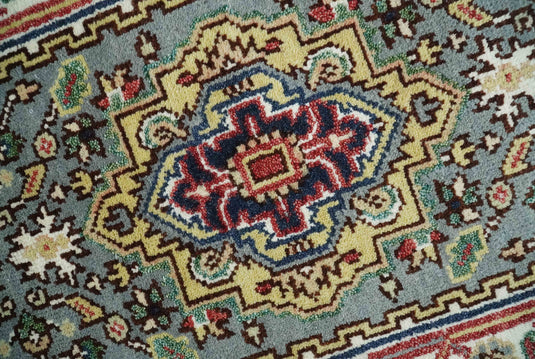 Hand Knotted Heriz Serapi Rug Grey and Ivory 2.6x12 ft Runner Ideal for Living, Bedroom, and Dining Rooms | CP18832612