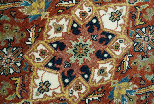 Hand Knotted Traditional Herati Ivory, Rust, Blue And Gold Wool Rug 8x10 ft Ideal for Living, Bedroom And Dining Rooms | CP2427810