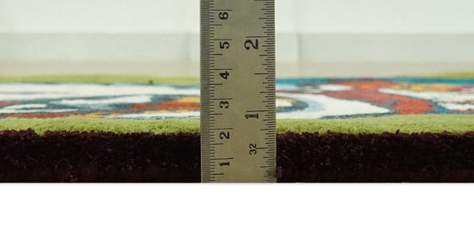 Green, Blue, Red And White Santa Claus Hand Tufted 2x3 ft Bedroom, Kids Room Rug Wool Area Rug