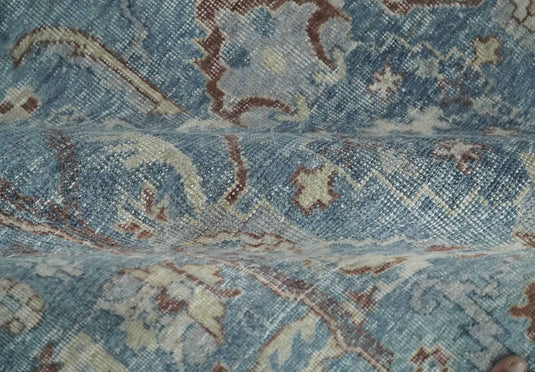 Blue And Silver Vintage Traditional Handknotted Persian Rug Made with Wool | Oxidised,DIstressed low Pile Vintage Rug, Living Room Rug