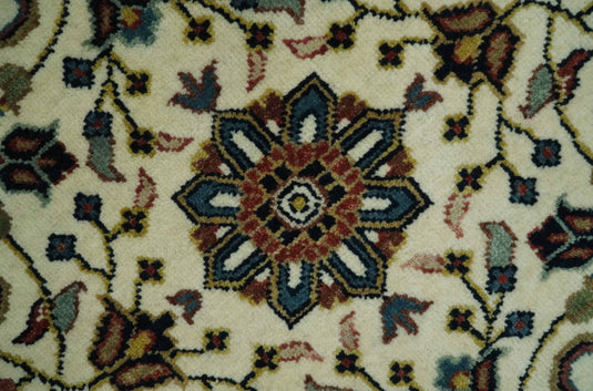 Ivory, Maroon And Black Traditional Serapi Hand Knotted Wool Rug 9x12 ft Ideal for Living, Bedroom And Dining Rooms | CP1829912