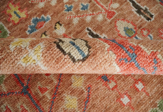 Custom Made Tree Of Life Traditional Brown And Peach Hand Knotted Oushak Wool Area Rug