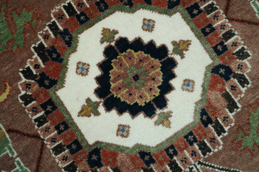 Hand Knotted Traditional Heriz Rust, Ivory, Blue, Green And Beige Wool Rug 9x12 ft Ideal for Living, Bedroom And Dining Rooms | CP2436912