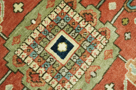 Hand Knotted Traditional Rust, Black And Ivory Wool Rug 8x10 ft Ideal for Living, Bedroom And Dining Rooms | CP2437810