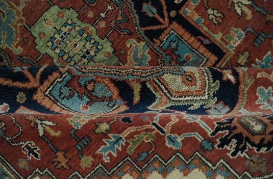 Persian Hand knotted Rust, Charcoal and Ivory 2x3, 3x5 and 4x6 Heriz Serapi wool Area Rug