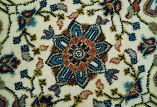 Hand Knotted Black, Rust, Ivory, Gold And Blue Heriz Serapi Wool Rug 8x10 ft Ideal for Living, Bedroom And Dining Rooms | CP2444810