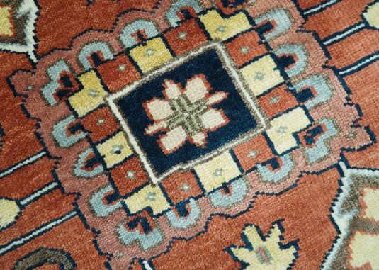 Hand Knotted Rust, Ivory And Black Herati Wool Rug 9x12 ft Ideal for Living, Bedroom And Dining Rooms | CP2470912