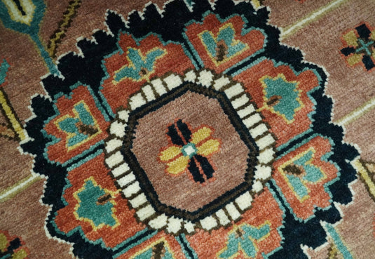 Hand Knotted Traditional Herati Teal, Black, Rust And Gold Wool Rug 8x10 ft Ideal for Living, Bedroom And Dining Rooms | CP2455810