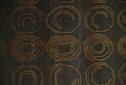 Modern geometrical Hand knotted Charcoal and Brown 5x8 ft Bedroom, Living Room Rug Wool and Art silk Area Rug