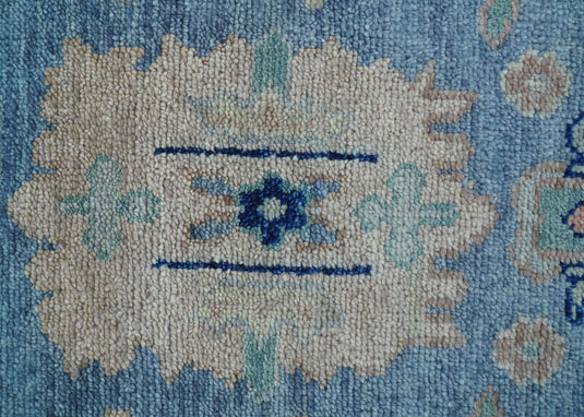 Traditional Turkish Design Blue And Beige 8x10 ft Hand Knotted Wool Area Rug