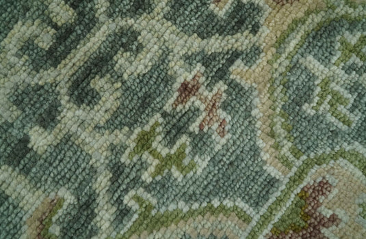 Hand Knotted Gray And Green Traditional Oushak Wool Rug 8x10 ft Ideal for Living, Bedroom And Dining Rooms | CP2452810