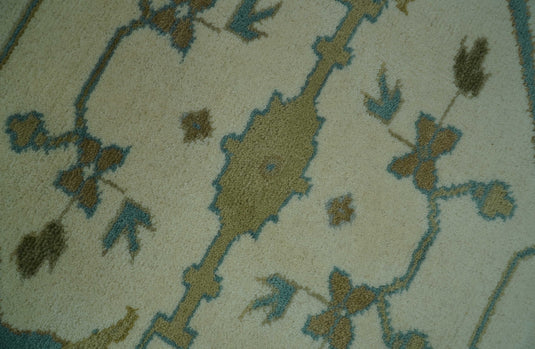 Traditional Oushak Traditional Oushak Ivory, Aqua, And Gray Hand Knotted Wool Rug 8x10 ft Ideal for Living, Bedroom And Dining Rooms