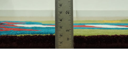 Christmas Candy Cane Green, Blue And Red Hand Tufted 2x3 ft Bedroom, Kids Room Rug Wool Area Rug