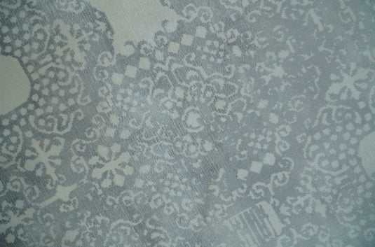 Traditional Gray And Ivory Handloom 5.5x8 ft Bedroom, Living Room Rug Wool And Viscose Area Rug