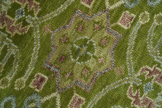 Traditional Floral Green, Brown And Gray Hand Knotted Wool Rug 8x10 ft Ideal for Living, Bedroom And Dining Rooms