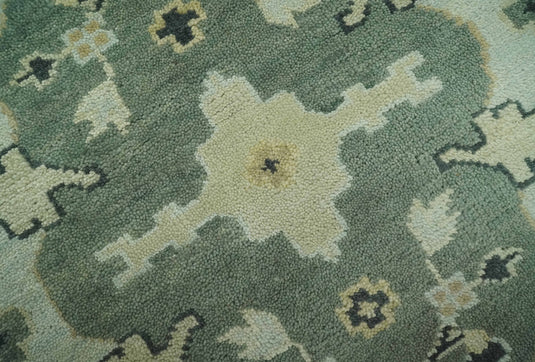 Hand Knotted Oriental Oushak Sage Green, Ivory And Beige Rug 6x9 ft Ideal for Living, Bedroom And Dining Rooms | CP38181