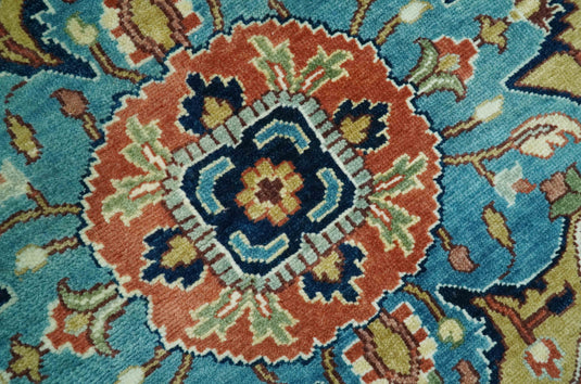 Hand Knotted Traditional Brown, Black, Blue And Olive Wool Rug 8x10 ft Ideal for Living, Bedroom And Dining Rooms | CP2443810