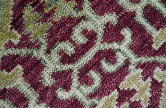 Hand Knotted Antique Deep Maroon, Olive And Ivory Wool Rug 8x10 ft Ideal for Living, Bedroom And Dining Rooms | CP2451810