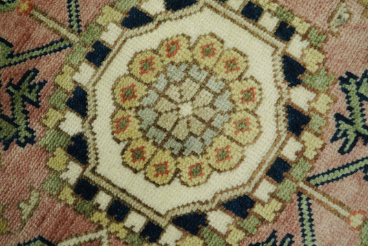 Hand Knotted Traditional Herati Green, Peach, Black, Ivory And Rust Wool Rug 8x10 ft Ideal for Living, Bedroom And Dining Rooms | CP2448810