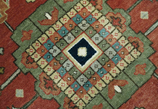 Hand Knotted Traditional Heriz Rust, Black, Blue And Ivory Wool Rug 9x12 ft Ideal for Living, Bedroom And Dining Rooms | CP1959912