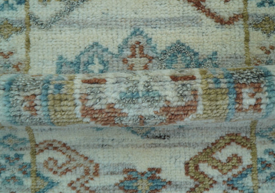 Hand Knotted 2x3 ft Transitional Ivory Wool Area Rug
