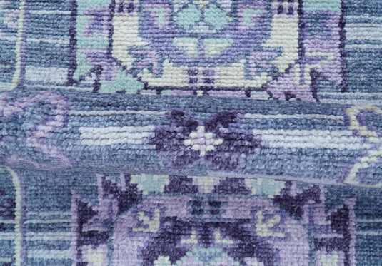 Traditional Transitional Design 2.6x8 ft Hand Knotted Purple Wool Area Rug