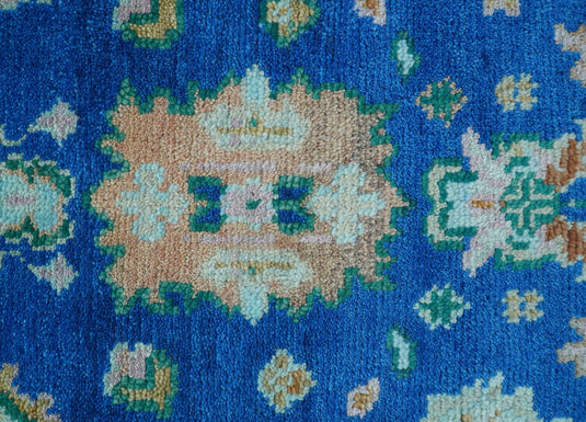 Traditional Oushak Design Blue 2.6X6 ft Hand Knotted Wool Area Rug